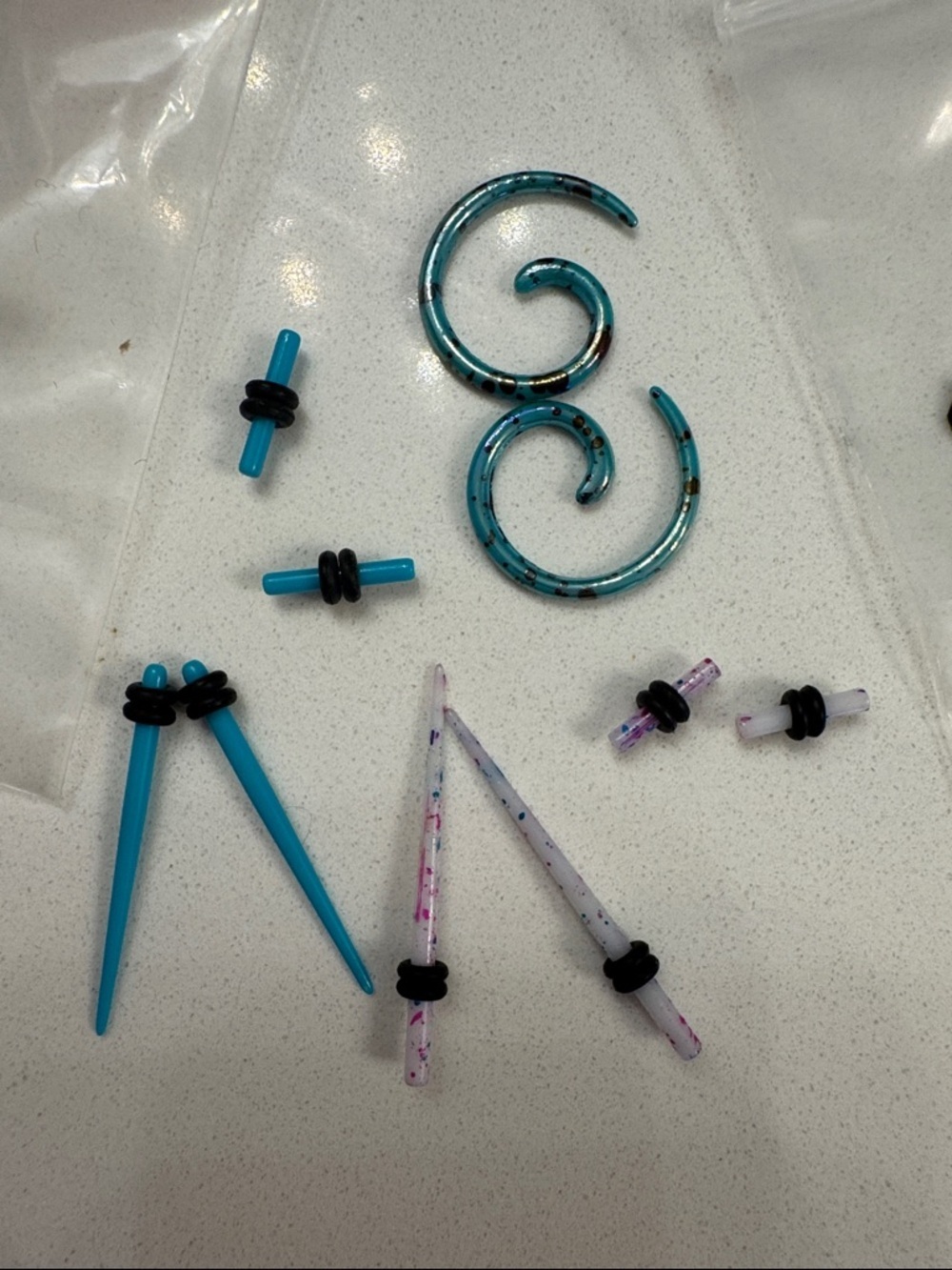 Stretchy Ear Gauge Starter Kit - Turquoise & Clear